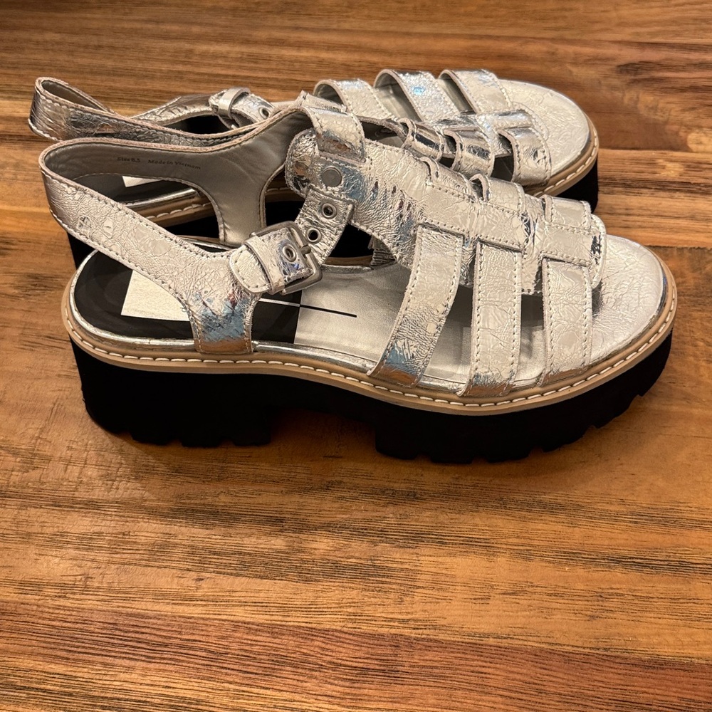 Metallic Silver Dolce Vita Lug Sole sandals